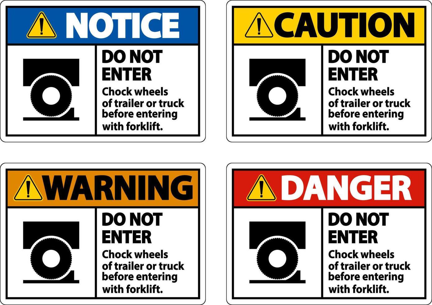 Chock Wheels of Trailer Sign On White Background vector