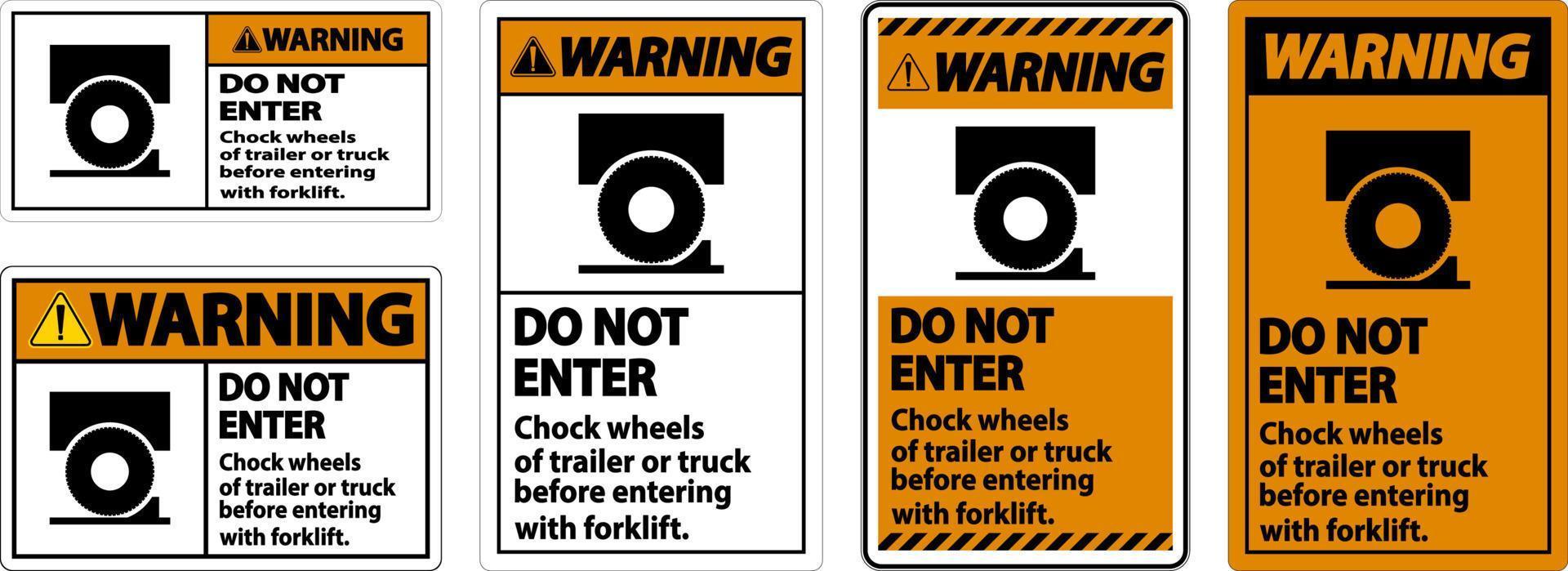 Warning Chock Wheels of Trailer Sign On White Background vector