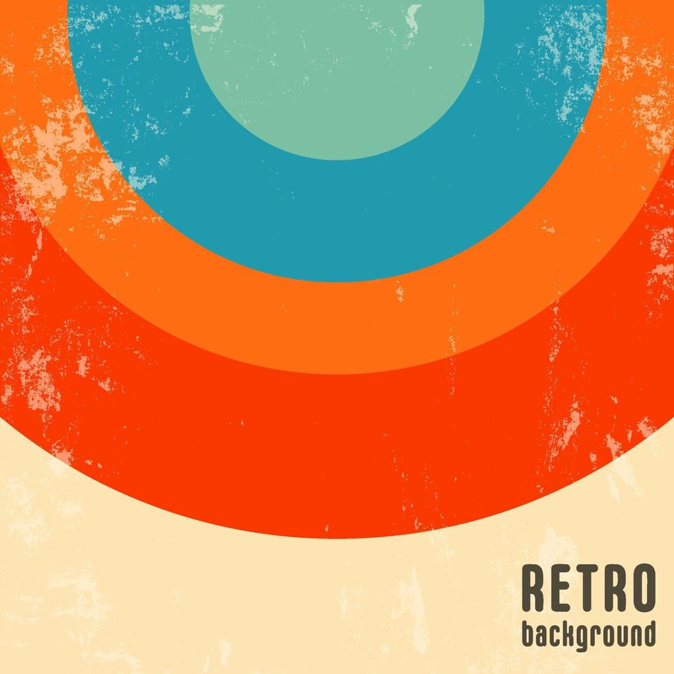 fondo de diseño retro con textura grunge vintage y rayas redondas de colores. ilustración vectorial vector