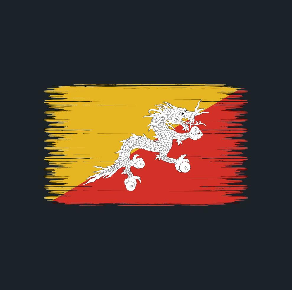 Bhutan Flag Brush Strokes. Natonal Flag vector