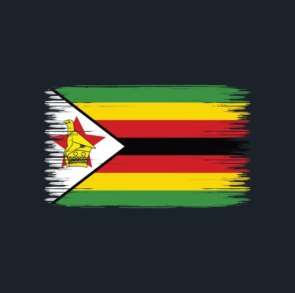 trazos de pincel de bandera de zimbabwe. bandera nacional vector