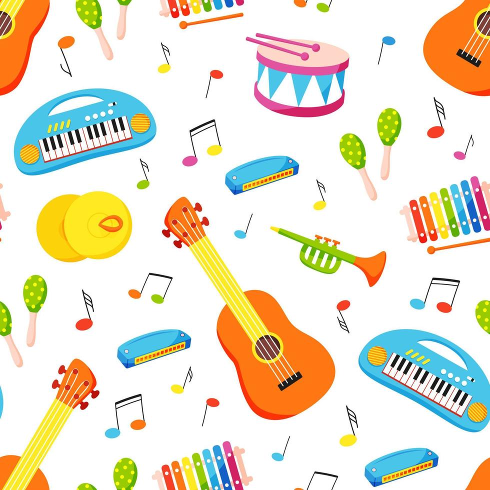 Cheerful seamless pattern with musical instruments vector