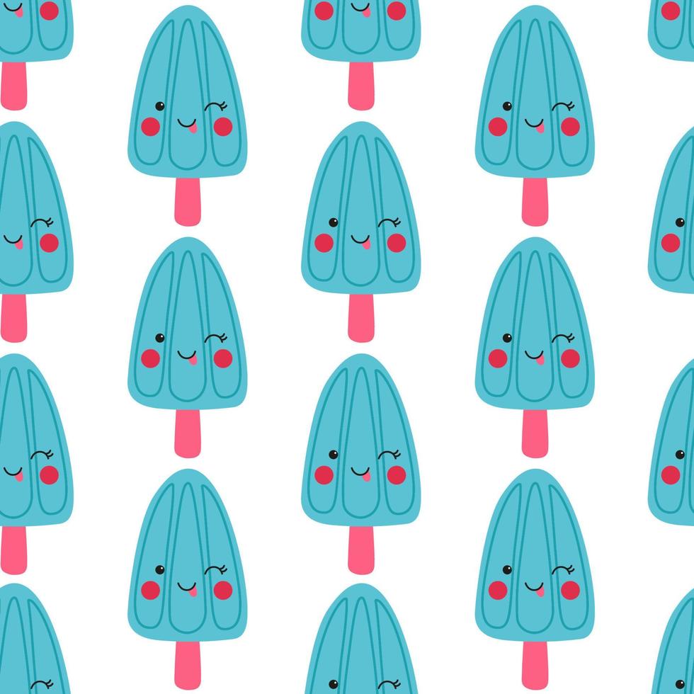 Funny kids popsicle pattern. kawaii vector frozen ice in seamless print