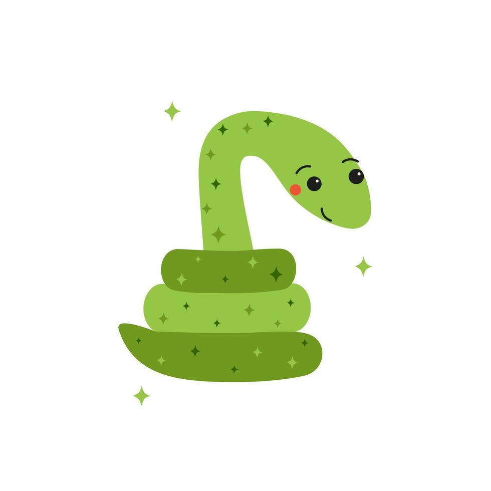 Cute baby snake. Funny vector illustration