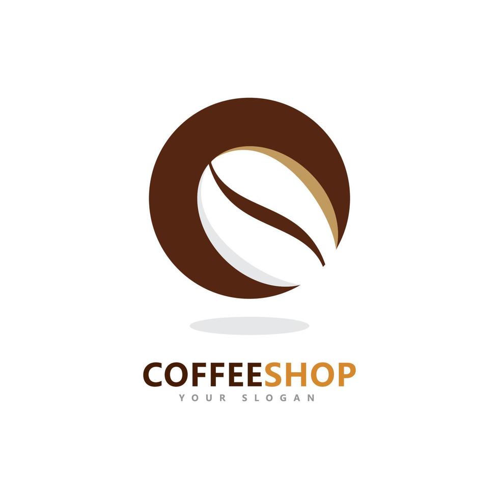 Coffee shop Minimalist vector logo. Coffee beans logo template