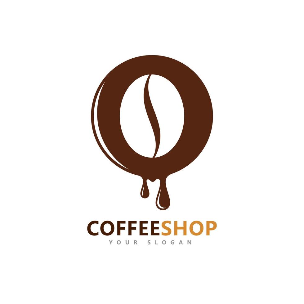 logotipo vectorial minimalista de la cafetería. plantilla de logotipo de granos de café vector