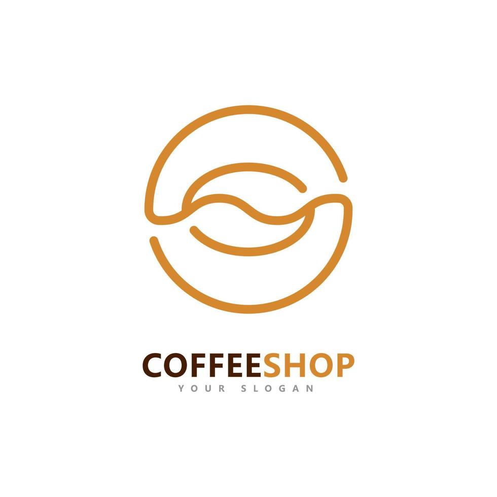 Coffee shop Minimalist vector logo. Coffee beans logo template