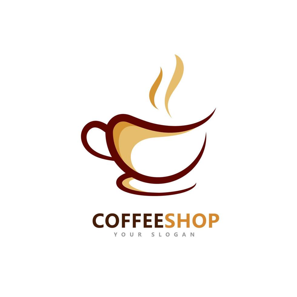 Coffee shop Minimalist vector logo. Coffee beans logo template