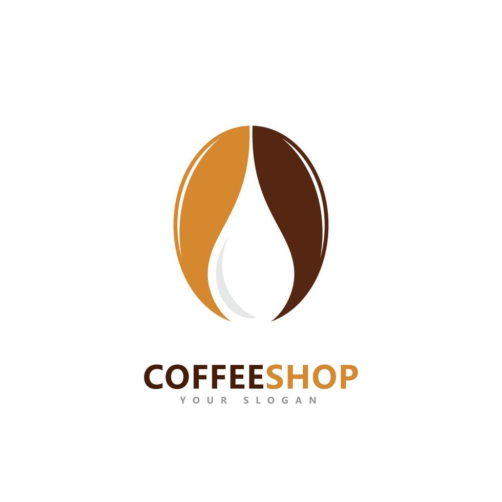 Coffee shop Minimalist vector logo. Coffee beans logo template