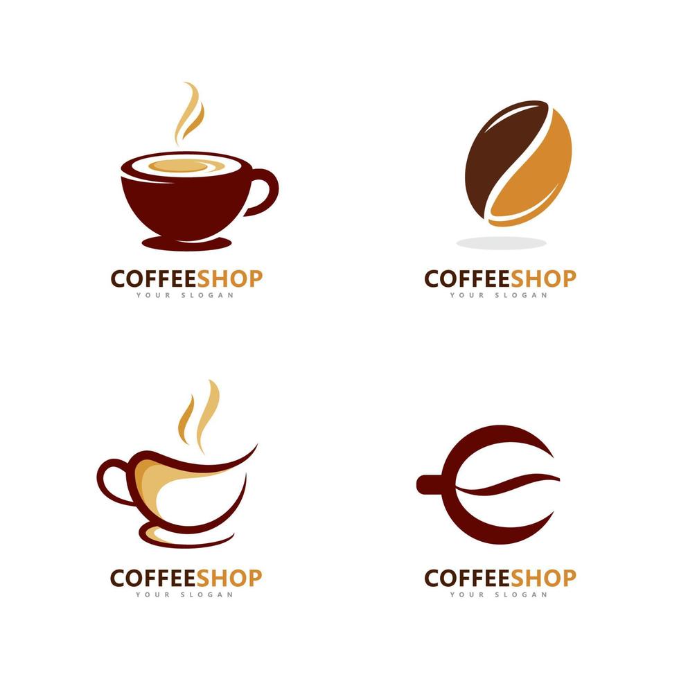 Coffee shop Minimalist vector logo. Coffee beans logo template