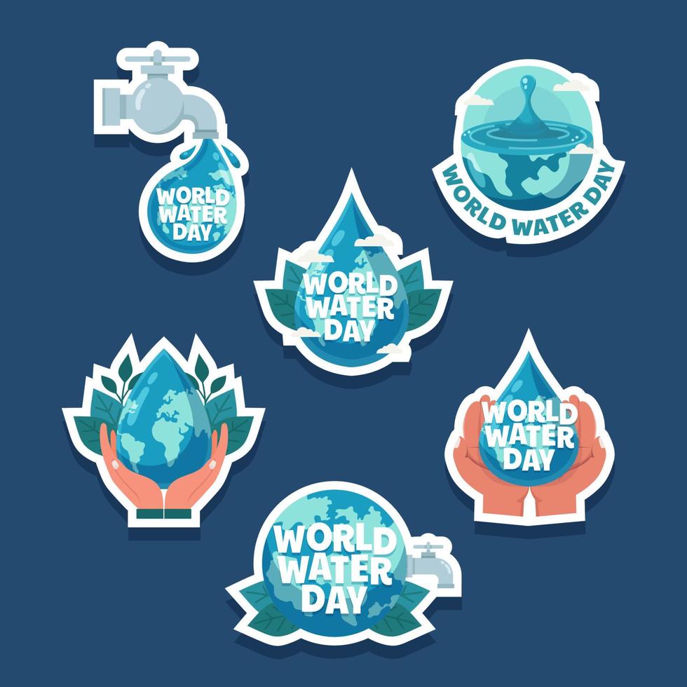 Set of Water Day Sticker vector