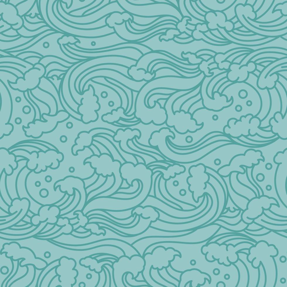 Japanese Waves Seamless Pattern vector