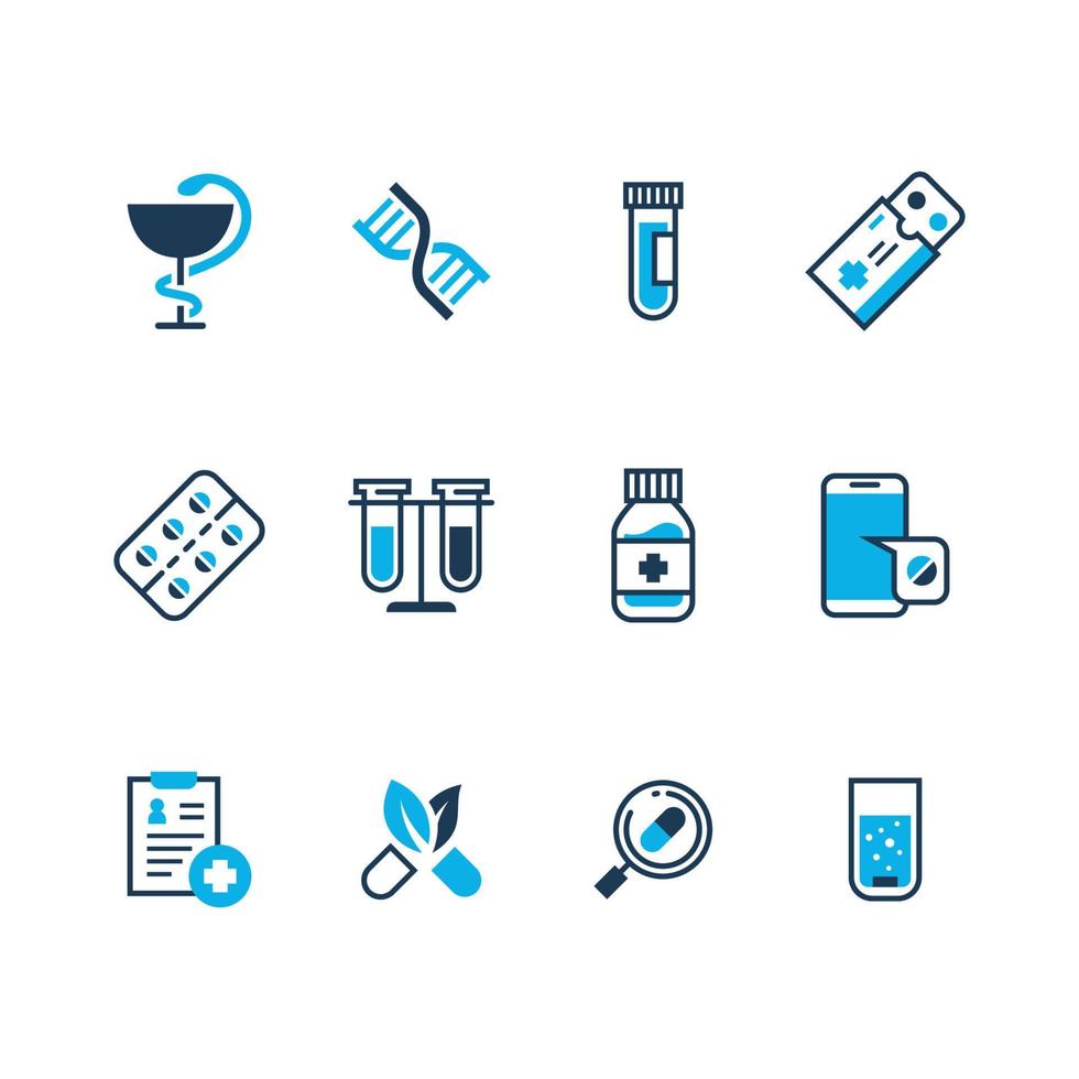 conjunto de iconos de farmacia vector