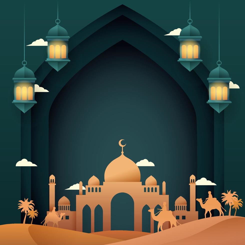 Desert and Mosque Background vector