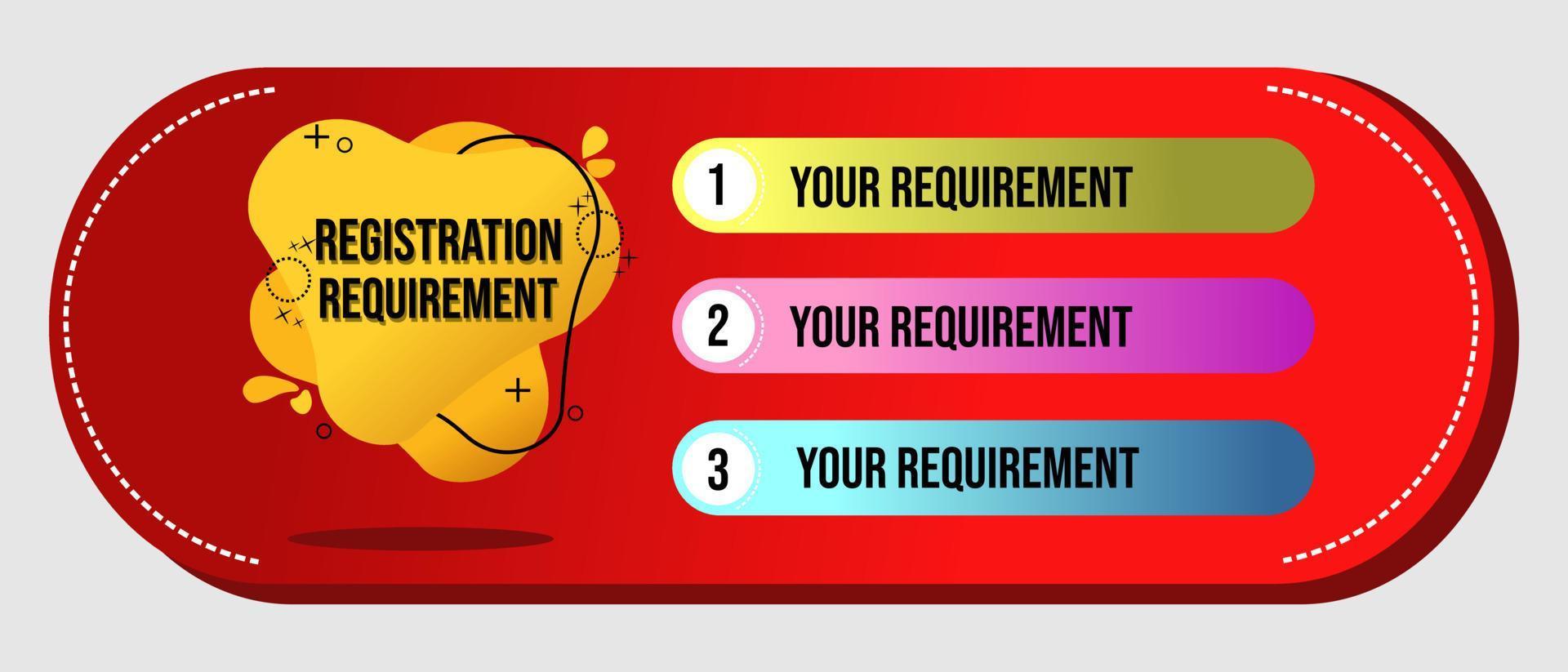 recruitment requirements banner on red background. suitable for job search design vector