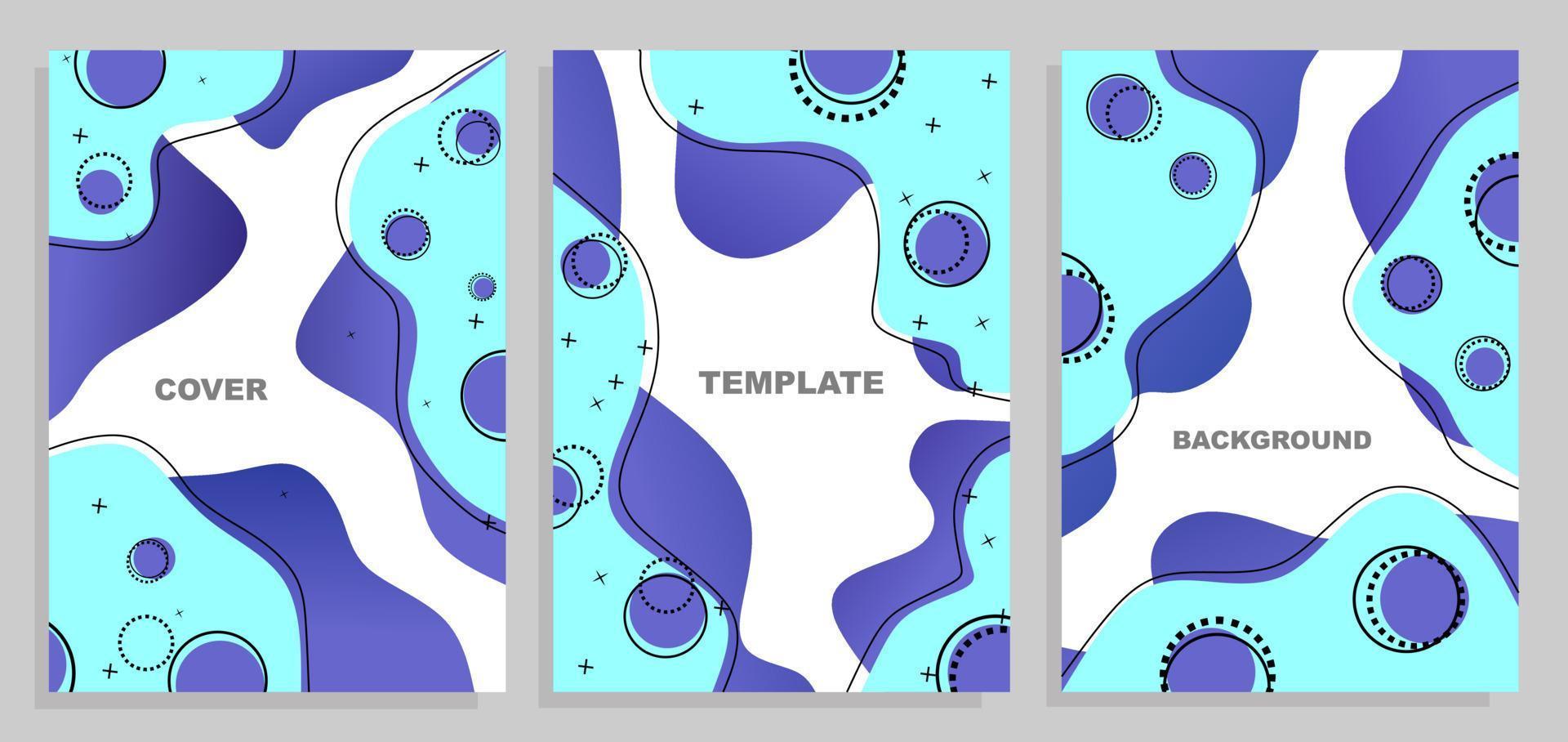 set of bubbly fluid pattern cover designs. suitable for book cover backgrounds, advertisements, pamphlets, flyers, brochures vector