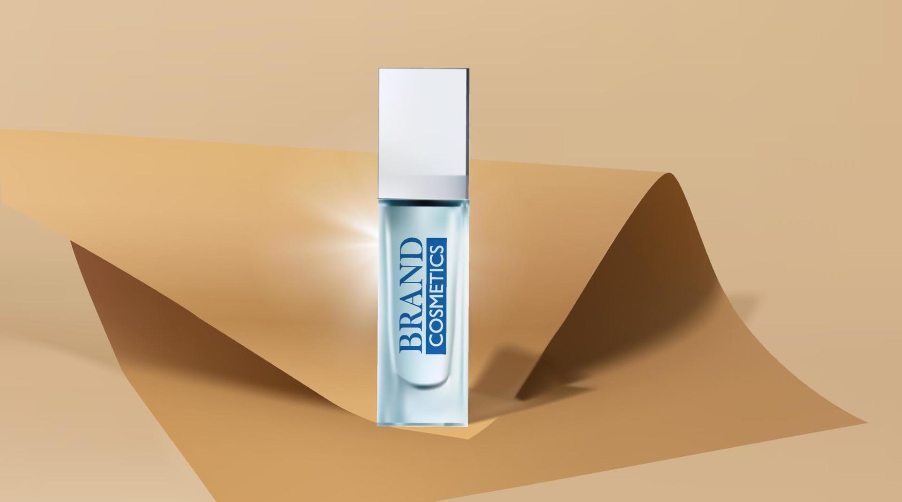 Cosmetic product on brown paper background . banner design . cosmetic cream template vector