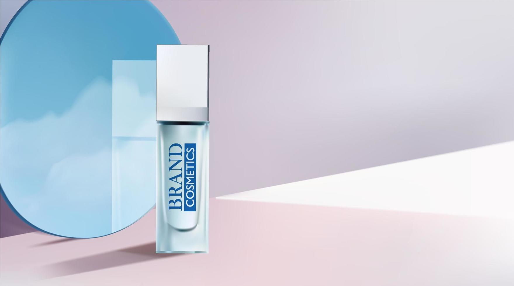 Cosmetics product design with mirror. Abstract background. Realistic vector illustration .