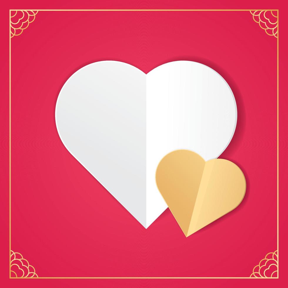 White paper cut love heart for Valentines Day vector