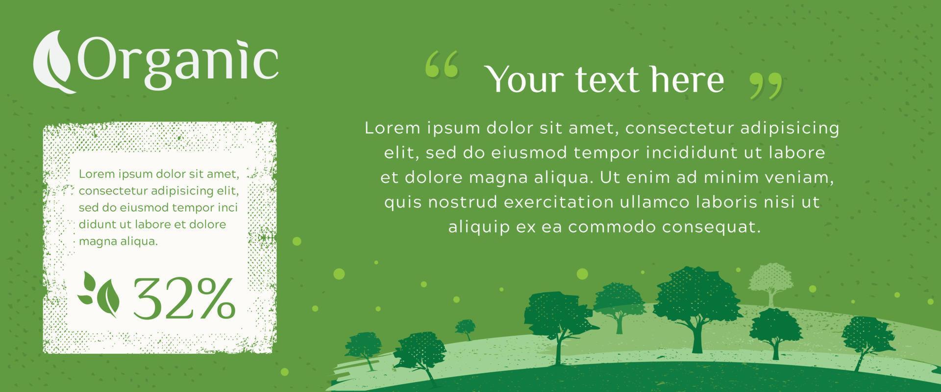 vector de naturaleza, ecología, orgánico, banners ambientales. banner web de ambiente verde limpio con estilo grunge