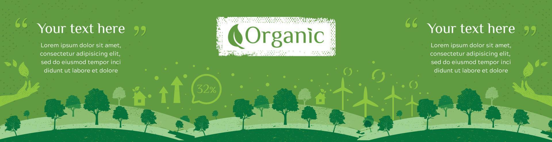 Vector of nature, ecology, organic, environment banners. Billboard or web banner of Clean green environment with grunge style