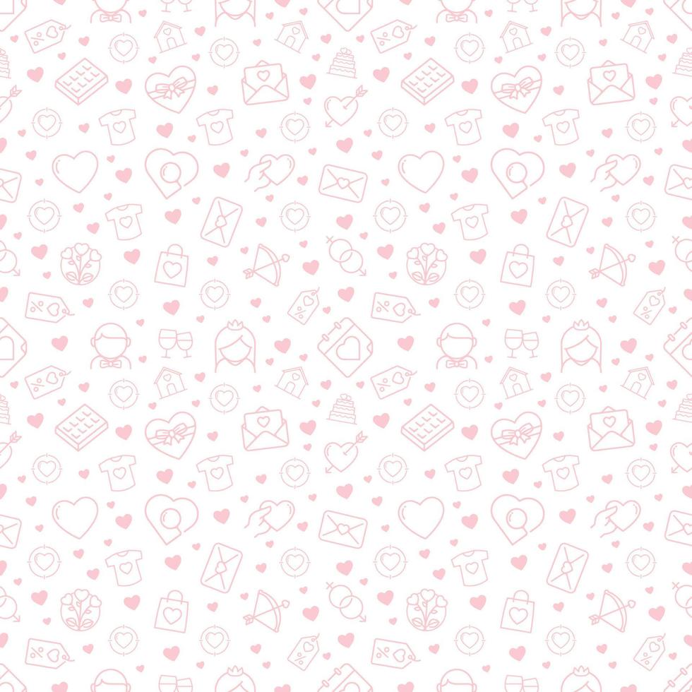 Seamless pattern with love and romance icons vector