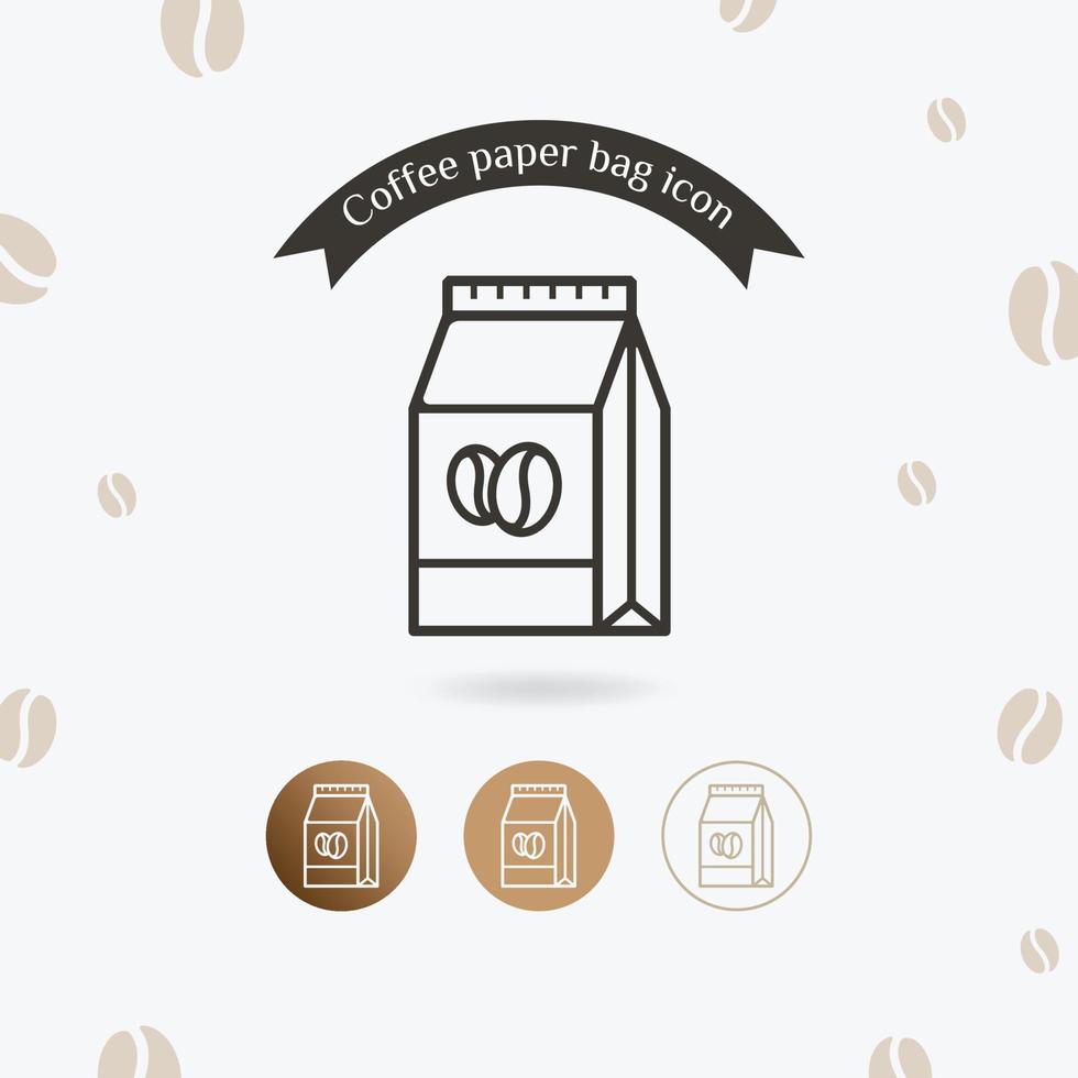 Coffee paper bag icon vector