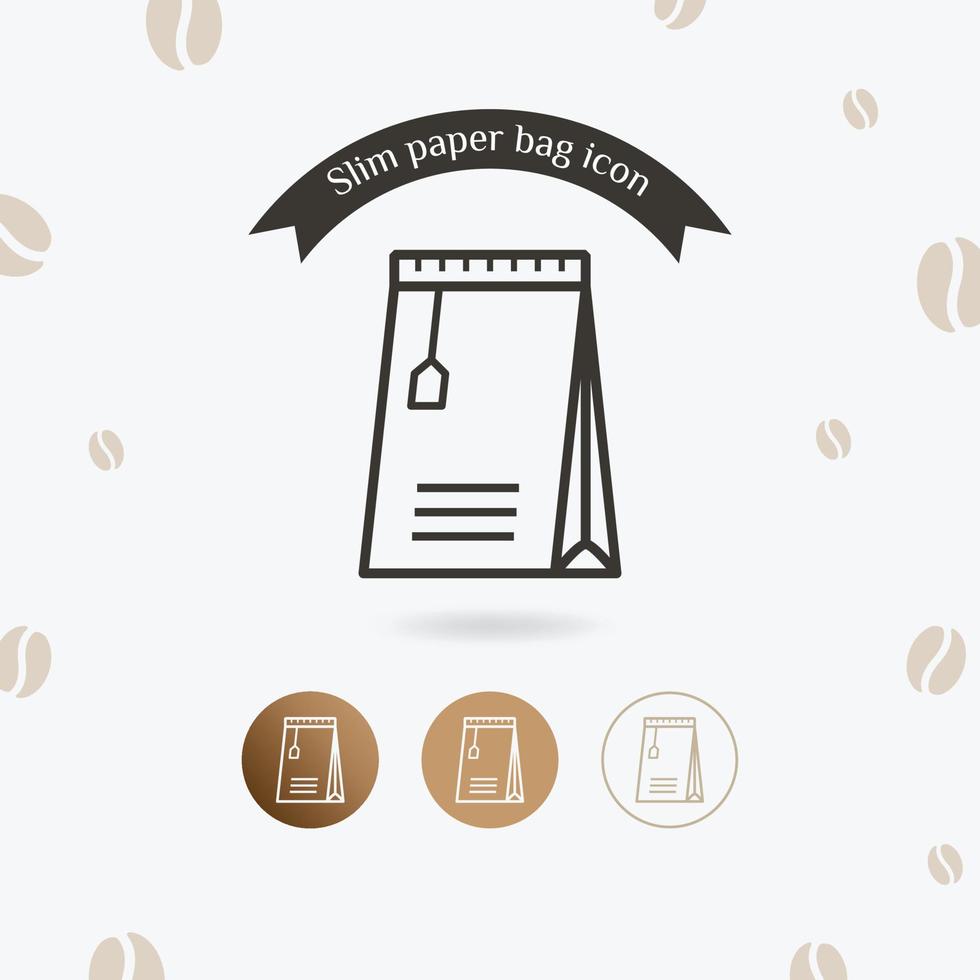 Slim paper bag icon vector