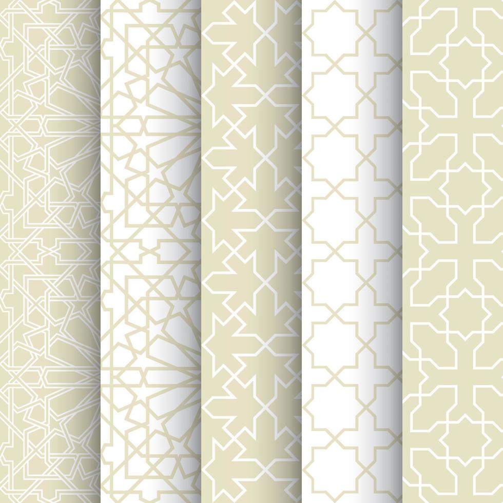 Set of seamless pattern or Islamic background with geometric style vector