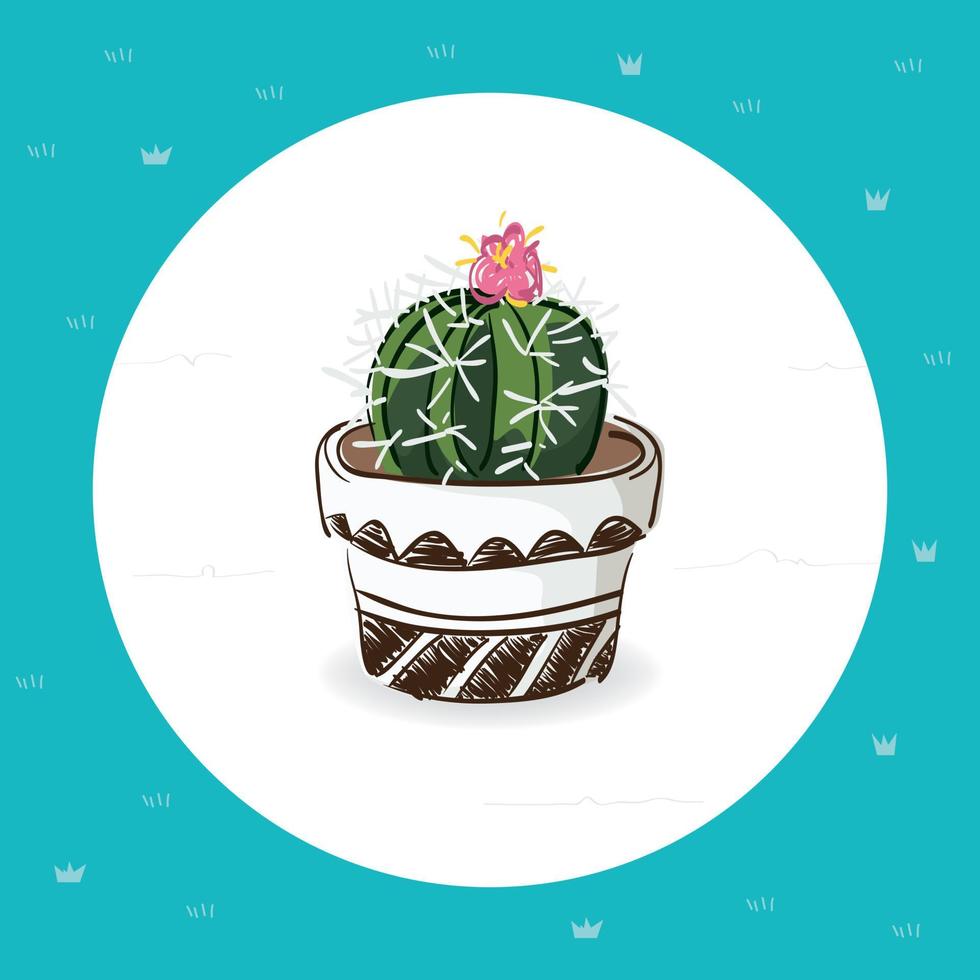 Cute cactus with hand drawing style vector