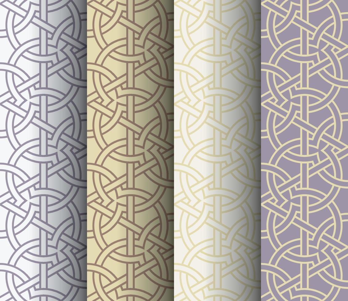 Set of seamless pattern or Islamic background with geometric style vector
