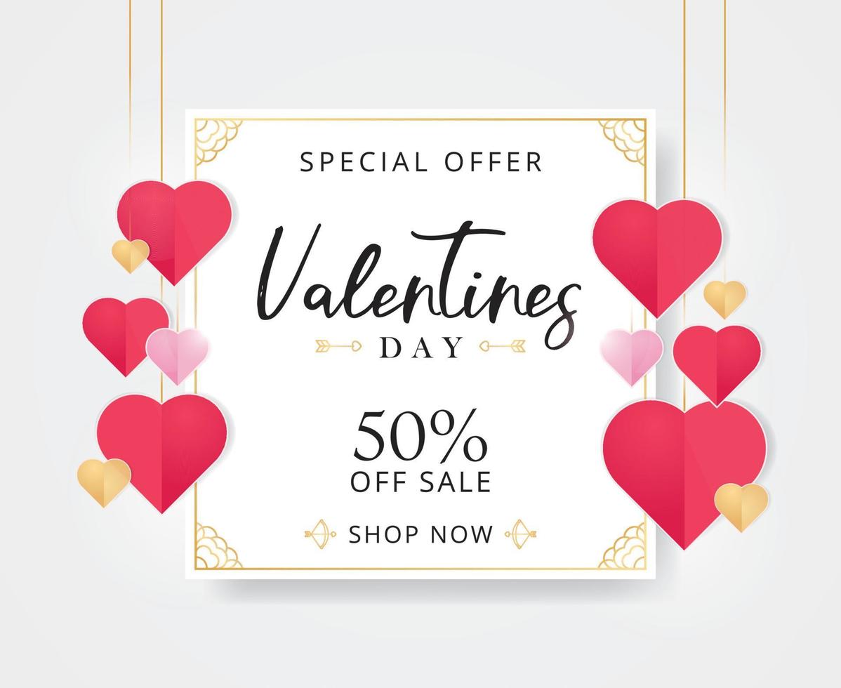 Valentines day sale background with heart shaped vector