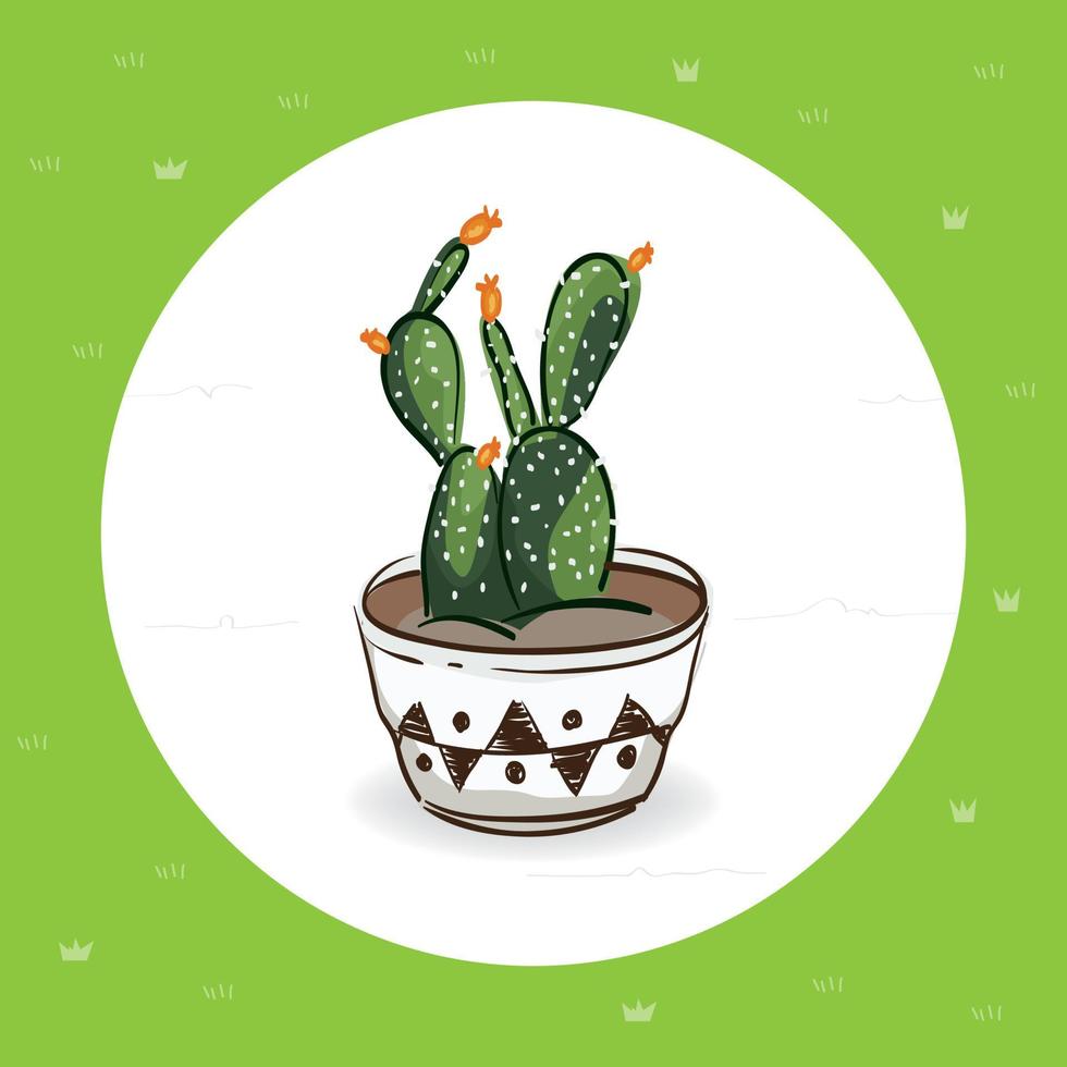 lindo cactus con estilo de dibujo a mano vector