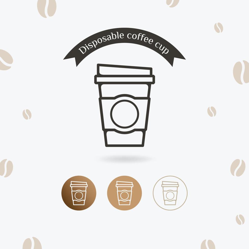 Disposable coffee cup icon vector