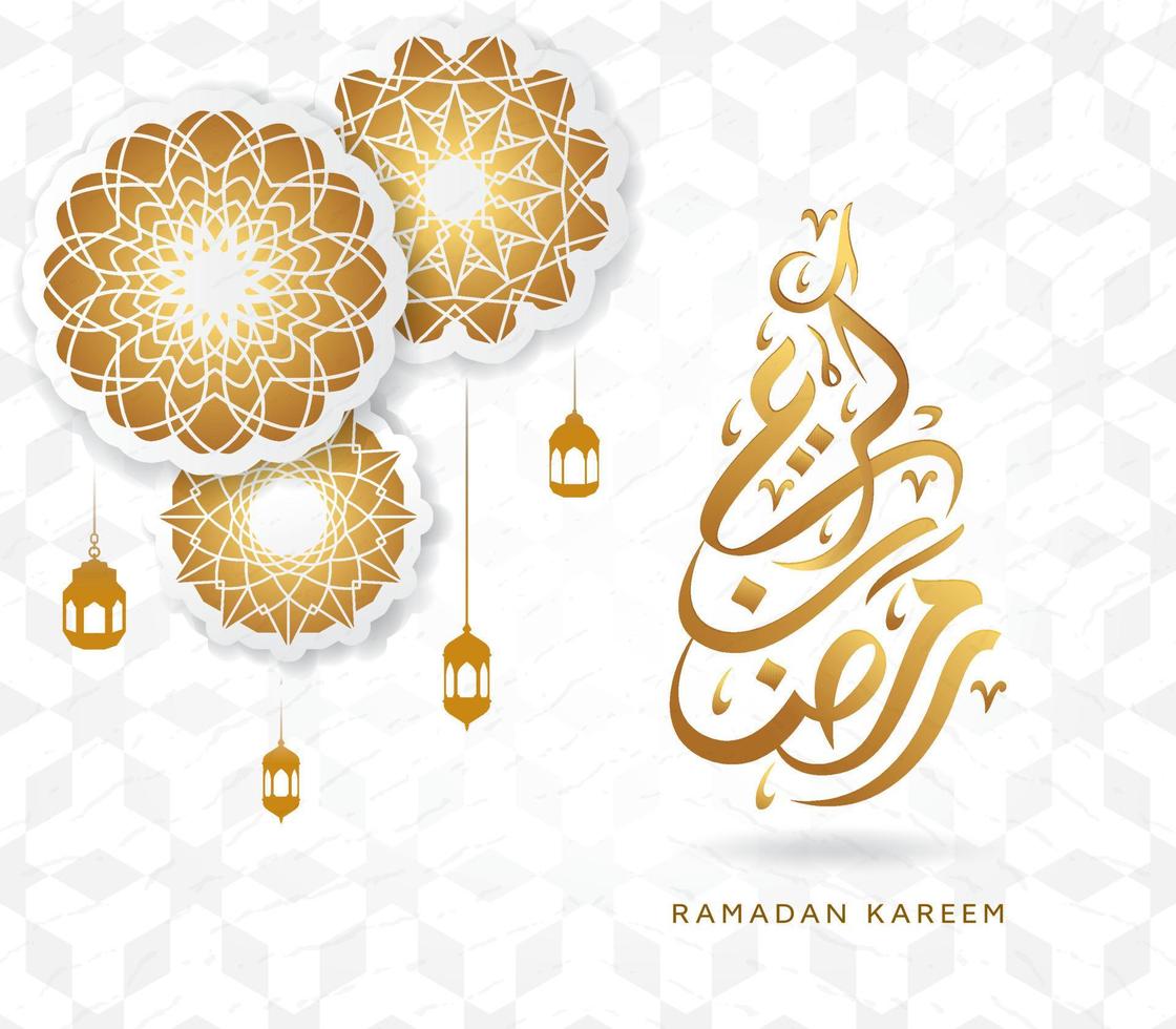 Ramadan Kareem beautiful greeting card with Arabic calligraphy vector