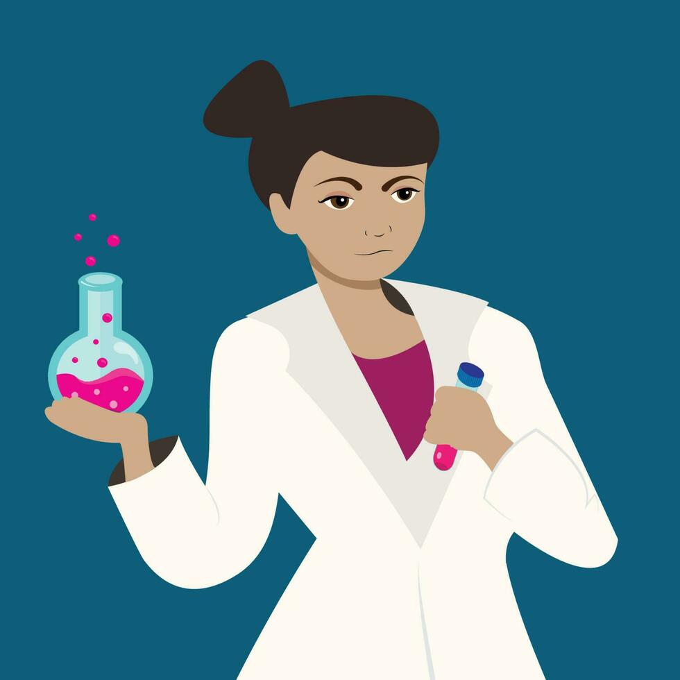 female scientist running experiments vector