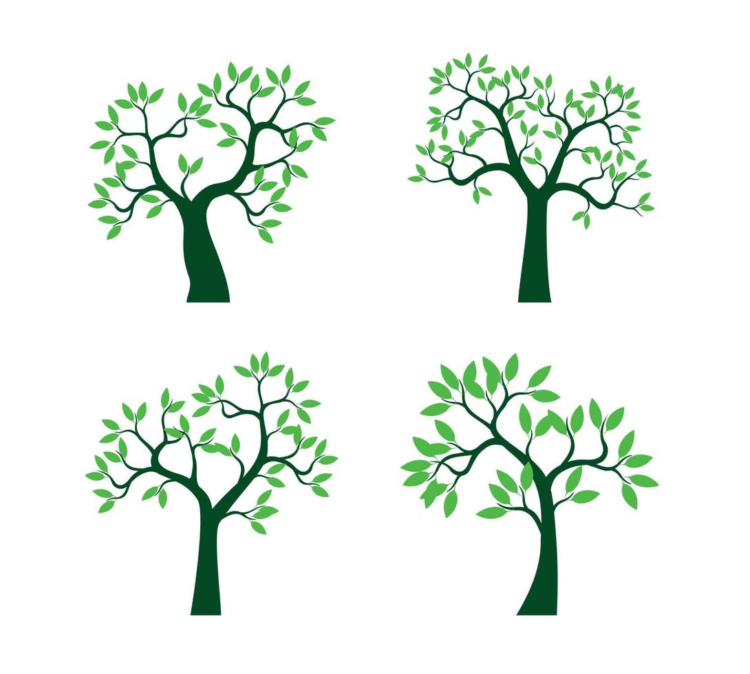 Set Green Trees. Vector Illustration.