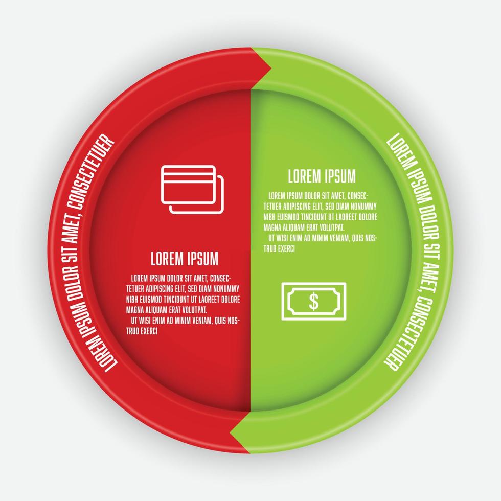 Vector set infographic circle. Template process diagrame 2 step for presentation.