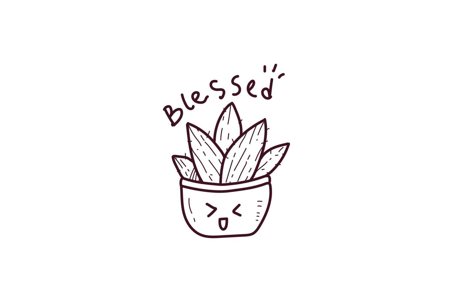 Lindo icono de etiqueta de cactus doodle lineart vector