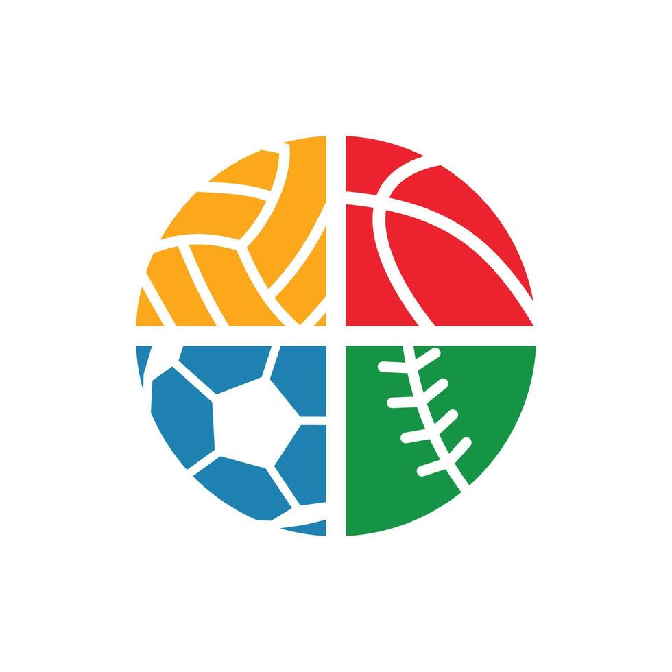 balls.eps 4 ball combination, volleyball, basketball, baseball and