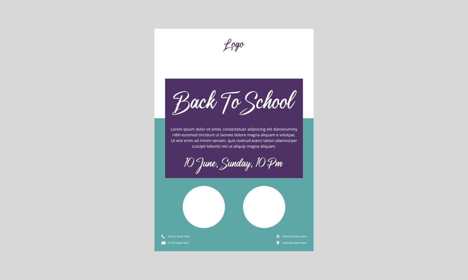 back to school flyer design template. creative back to school flyer design. school flyer design with date and text. vector