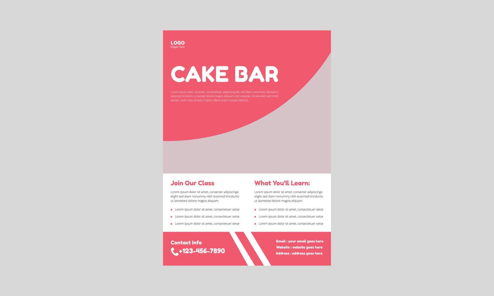 Cake Decoration Class Flyer Design. Template vector design for cake decoration. cover, A4 size, leaflet poster design, flyer design.