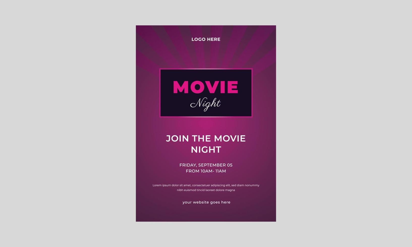 Cinema poster, Night film movies, Movie night concept. Creative template for cinema poster, banner, Movie Night. Can be used for flyer. vector