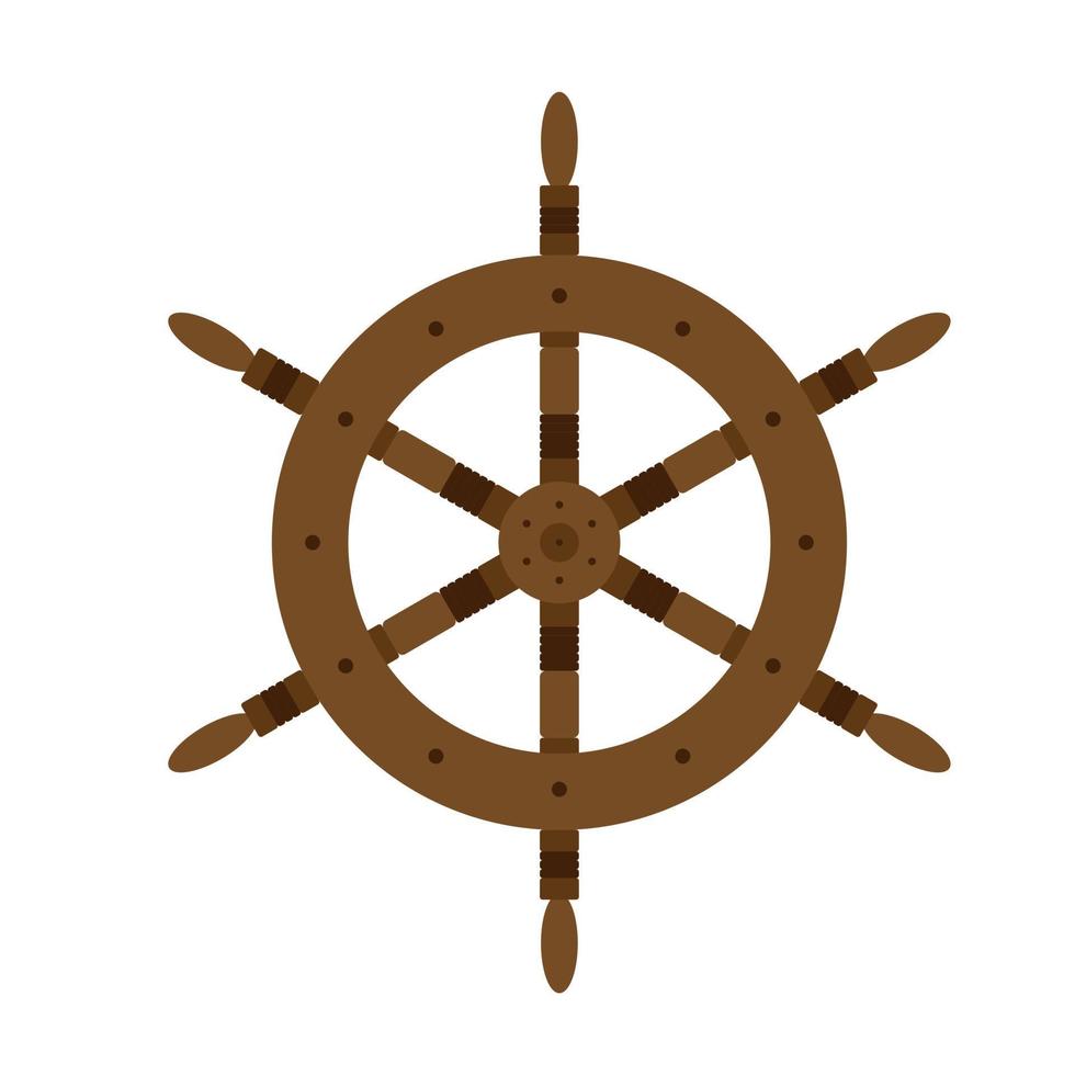 Brown ship's wheel on white background vector