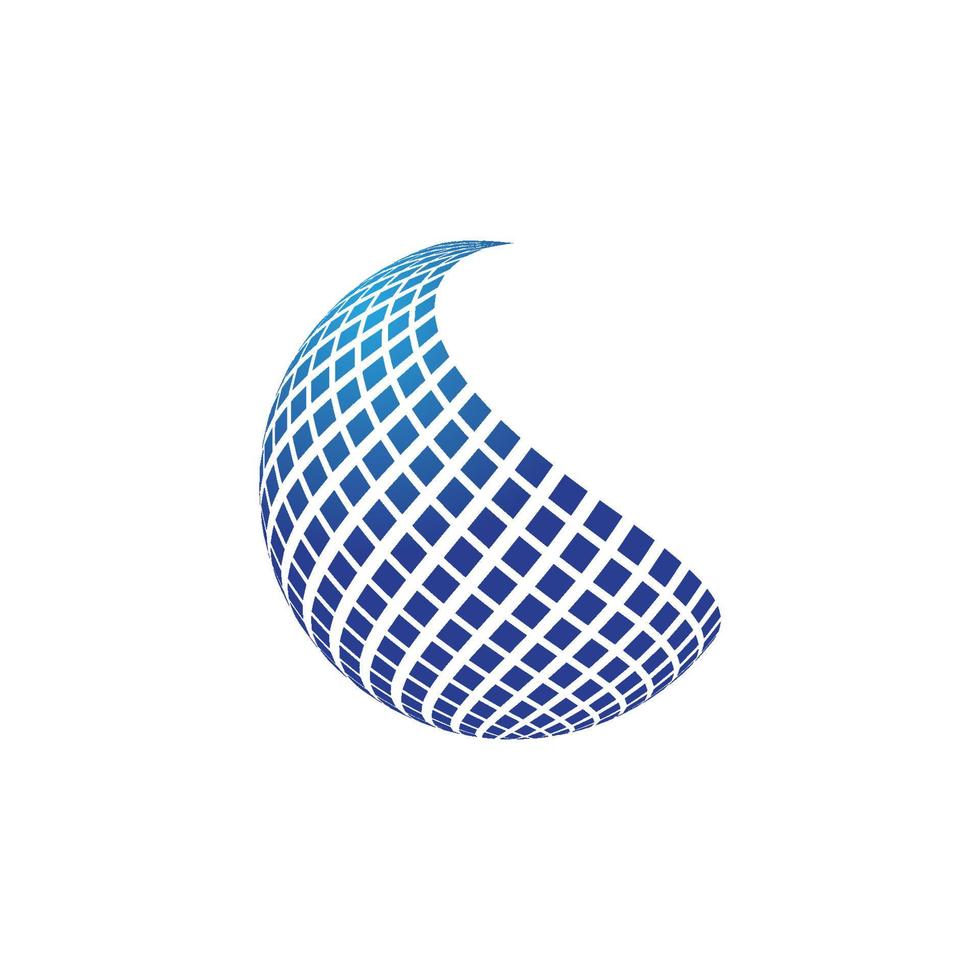 Diseño de logotipo de globo digital 3d. ilustración de vector de icono. este logotipo es adecuado para las tecnologías mundiales de la empresa mundial y las agencias de medios y publicidad