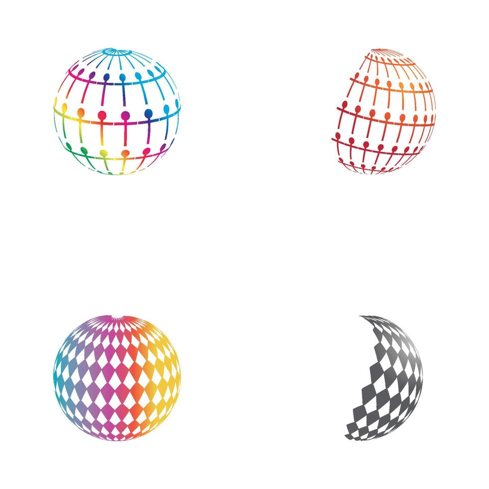 Diseño de logotipo de globo digital 3d. ilustración de vector de icono. este logotipo es adecuado para las tecnologías mundiales de la empresa mundial y las agencias de medios y publicidad