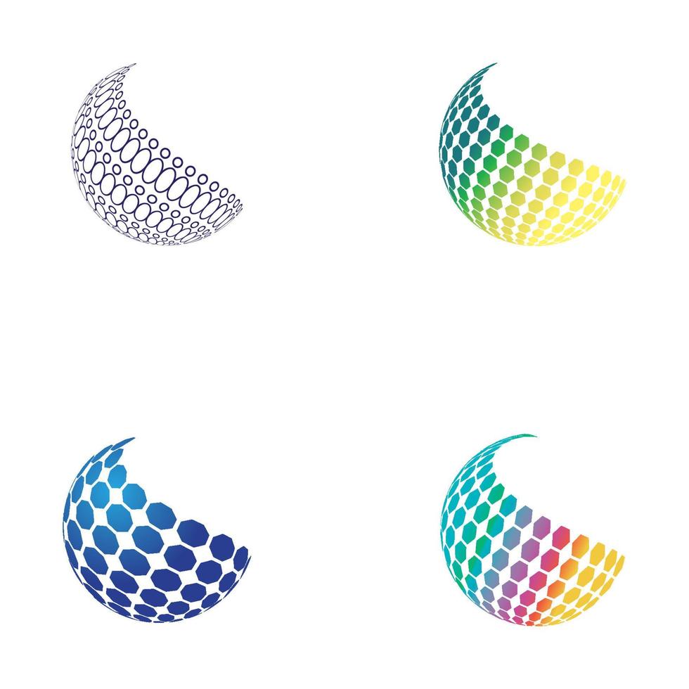 Diseño de logotipo de globo digital 3d. ilustración de vector de icono. este logotipo es adecuado para las tecnologías mundiales de la empresa mundial y las agencias de medios y publicidad