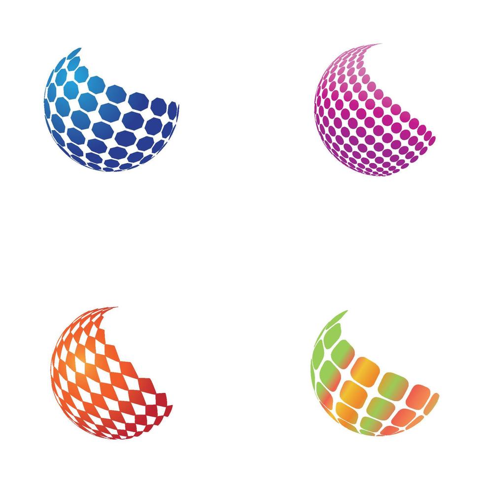 Diseño de logotipo de globo digital 3d. ilustración de vector de icono. este logotipo es adecuado para las tecnologías mundiales de la empresa mundial y las agencias de medios y publicidad