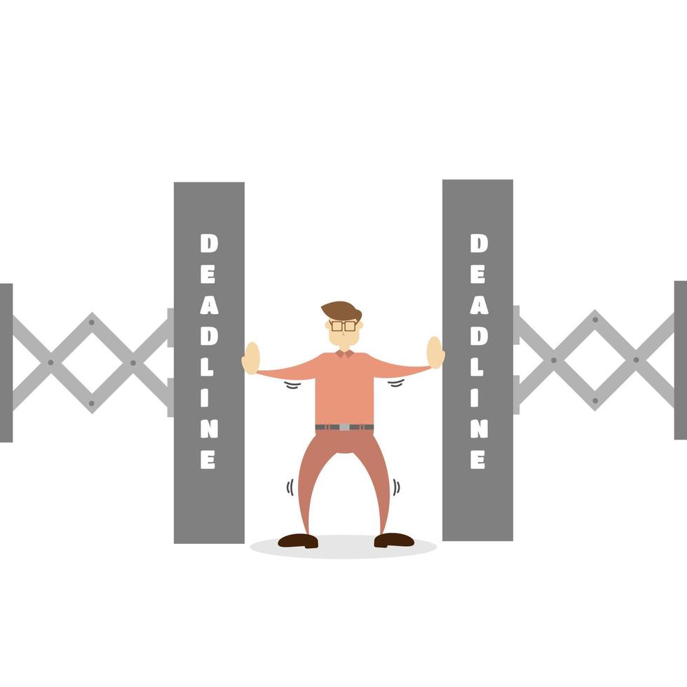 A male worker squeezed by work deadlines vector