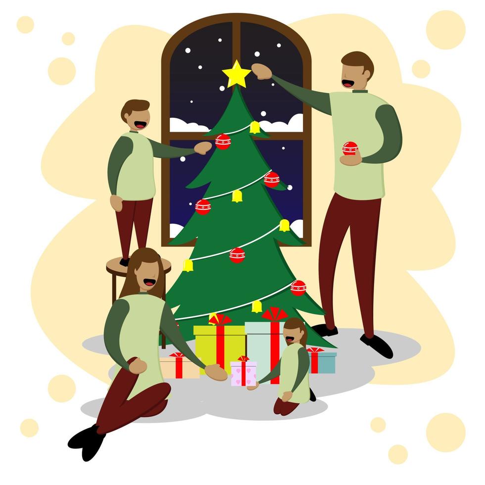 Family gathering at Christmas. Family happiness when celebrating Christmas. Fit for news media, event poster, etc vector